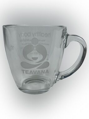 Starbucks Teavana Heavy Glass Mug | Clear Etched Tea Cup | Thick Café Style Mug